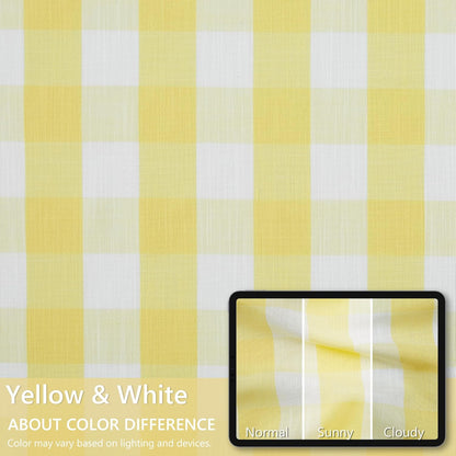 Amzdecor Buffalo Plaid Grommet Curtains 54 Inch Length, Semi-Sheer Gingham Checkered Textured Drapes Rustic Window Treatment for Living Room Bedroom Farmhouse,2 Panels （40" x 54",Yellow & White）