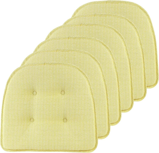 Klear Vu Omega Non-Slip Chair Cushions, Assembled in USA, U-Shaped Skid-Proof Seat Pads for Dining Room, Kitchen, Office, 15"x16" 6 Pack Solid Yellow 6 Count