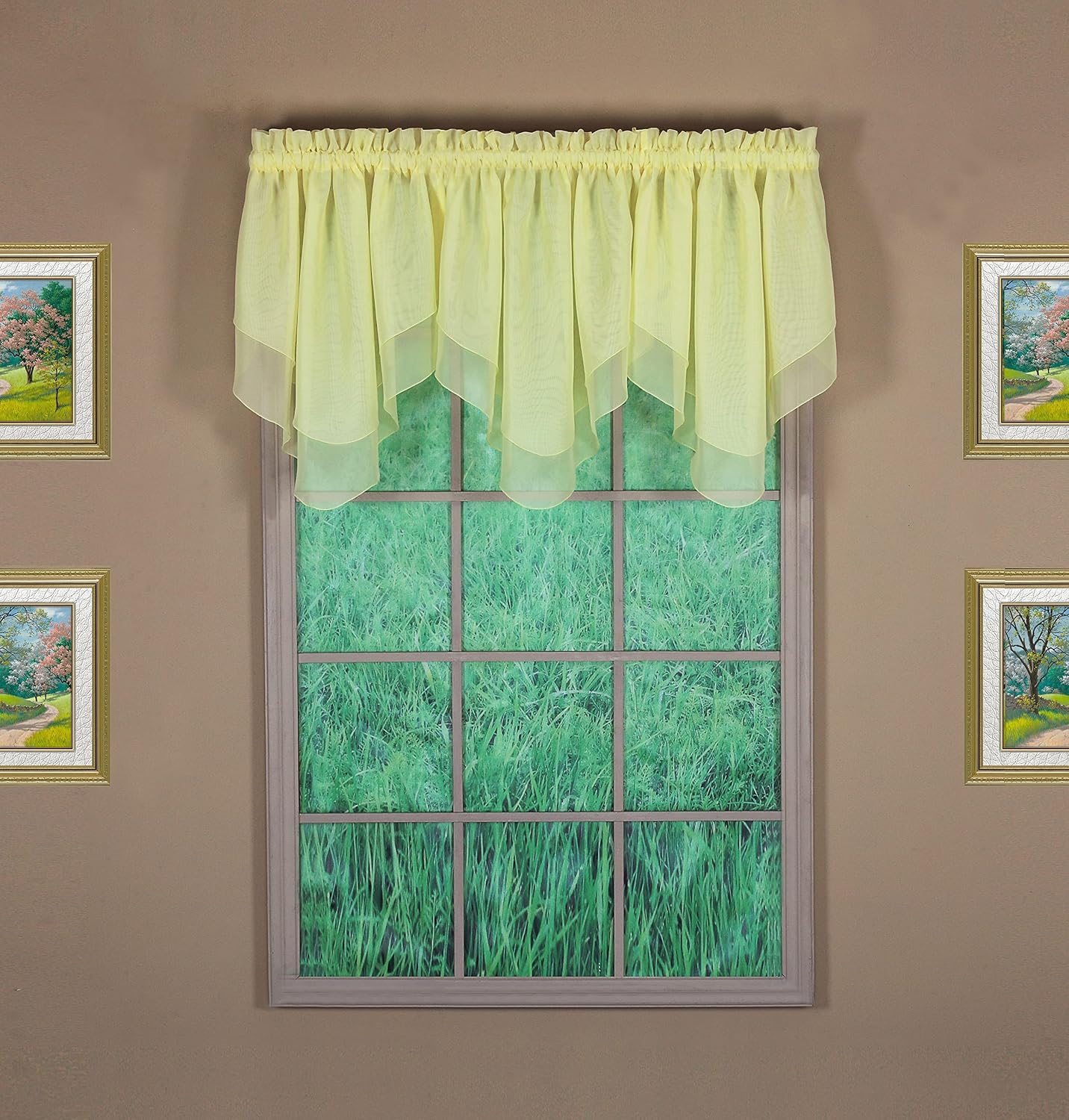 Today's Curtain Emelia Original Voile Ascot 25", Yellow, 40" W x 25" L