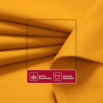 Mustard Yellow Solid Panel Curtains, 84 Inches Long, Set of 2, 100% Cotton, Light Filtering for Privacy, Warm Farmhouse Ambiance, Great for Bedroom, Living Room, 54" W x 84" L