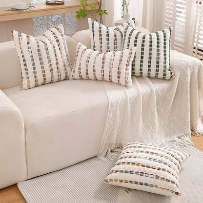 Pillow Covers 20x20 Set of 2 Yellow Striped Throw Pillow Covers Chenille Decorative Pillows Square Cushion Cover for Sofa Couch Bed Living Room Winter Decoratives.