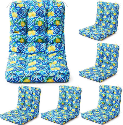 Hoteam 4 Set Outdoor Patio Chair Cushions 20 x 42 in Deep Seat Waterproof Patio Cushions Set for Furniture Replacement Removable Seat and Back (Mediterranean Lemon)
