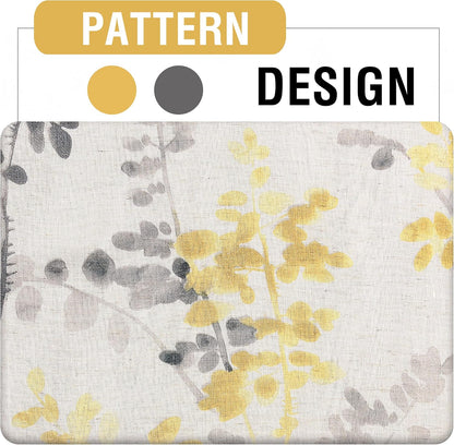 H.VERSAILTEX Sheer Linen Curtains 63 Inch Long Semi Sheer Curtains Draperies for Living Room/Bedroom Vintage Classical Floral Printing Window Treatment Grommet 2 Panels, Yellow and Taupe