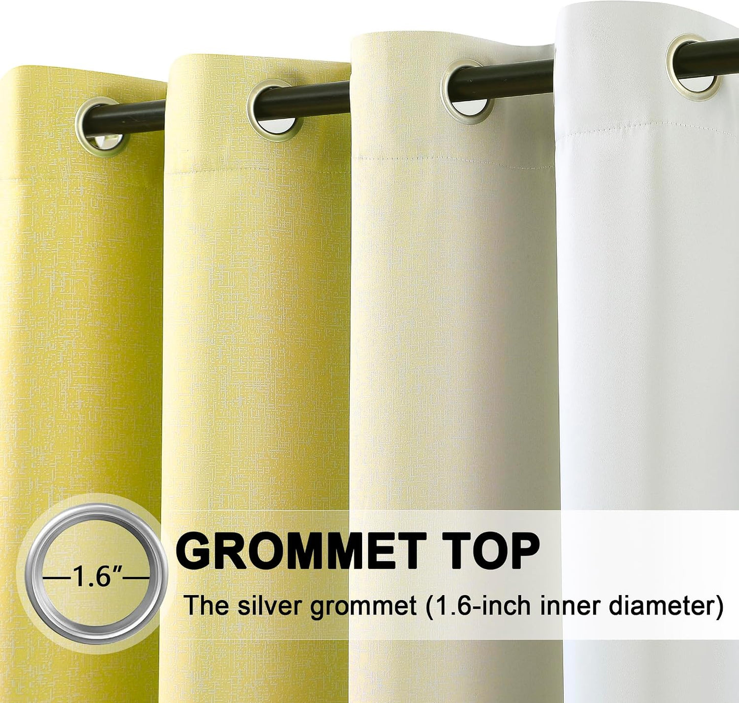 Yellow Ombre Blackout Curtains 84 Inch Long for Girls Bedroom, Gradient Energy Efficient Curtain Drapes for Living Room Bedroom Full Blackout Window Panels with Grommets for Home Decor, 52"W, 2 Panels