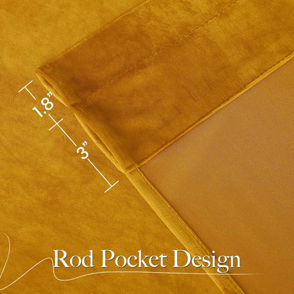 NICETOWN Yellowish Gold Velvet Curtains 108 inches Long, Bedroom Velvet Window Drapes, Luxury Curtains Home Decoration Thick Drapes for Dining Room (1 Pair, 52 Wide)