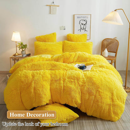 XeGe Faux Fur Throw Pillow Covers, Luxury Fluffy Plush Pillow Shams, Shaggy Decorative Pillow Cushion Cover for Sofa Bed Couch with Zipper Closure, Pack of 2 (18''x18'', Yellow)