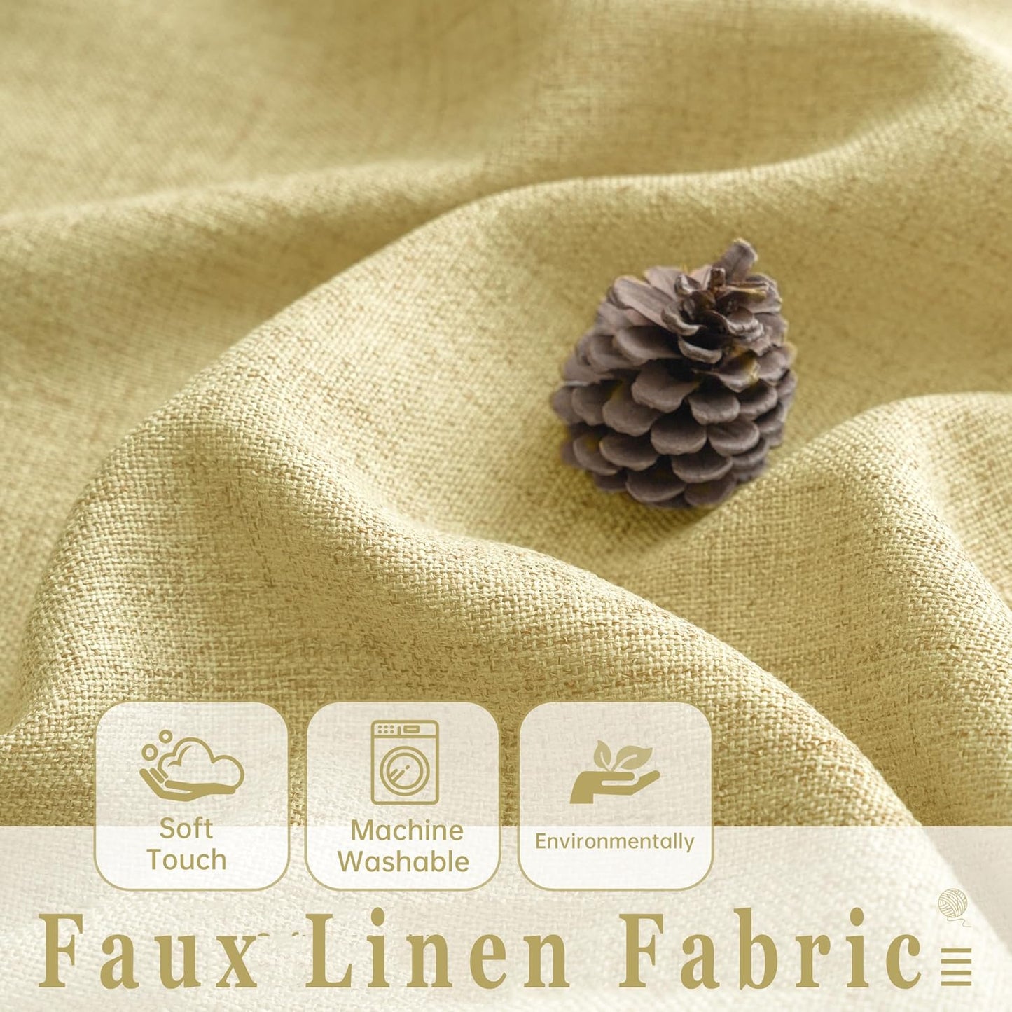 DriftAway Linen Textured Curtain Valances for Windows Light Filtering 3 Inch Rod Pocket Farmhouse Country Rustic Kitchen Valances for Bedroom Living Room Bathroom 18 inch Length Yellow