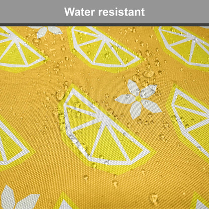 Lunarable Summer Chair Seating Cushion Set of 12, Vibrant Layout of Polygonal Sliced Lemon Flowers, Anti-Slip Seat Padding for Kitchen & Patio, 16"x16", Yellow Earth Yellow