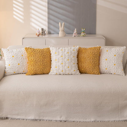 Spring Summer Pillow Covers 18x18 inch Set of 2 Yellow Daisy Flower Outdoor Farmhouse Soft Plush Throw Pillows for Sofa Holiday Spring Summer Home Decor