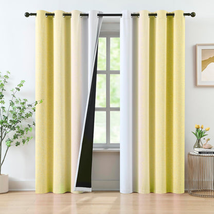 Yellow Ombre Blackout Curtains 84 Inch Long for Girls Bedroom, Gradient Energy Efficient Curtain Drapes for Living Room Bedroom Full Blackout Window Panels with Grommets for Home Decor, 52"W, 2 Panels