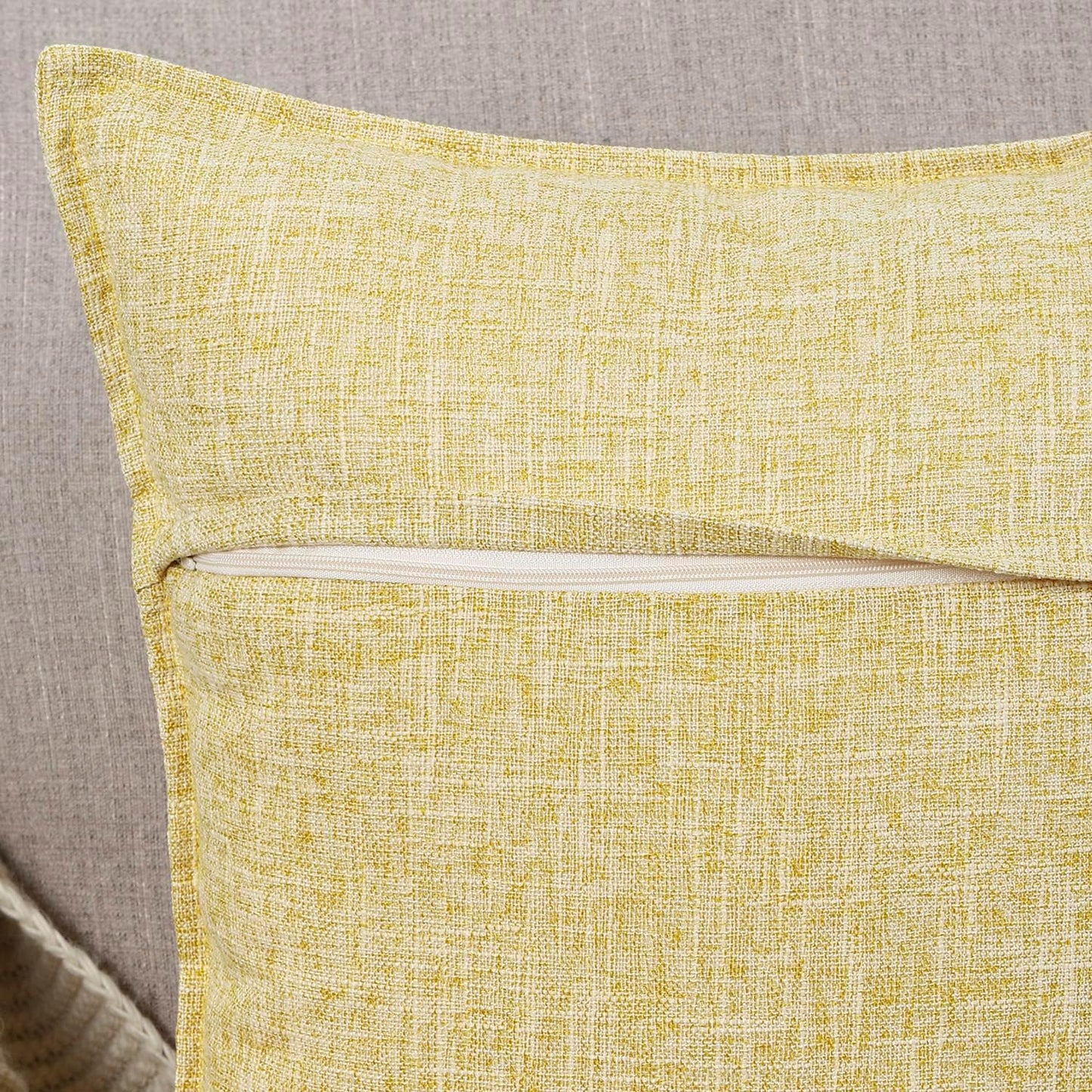 MADIZZ Pack of 2 Decorative Faux Linen Throw Pillow Covers 16x16 Inch Light Yellow Natural Soft Boho Farmhouse Couch Throw Pillows for Bed Accent Modern Pillowcase for Sofa Living Room Home Decor