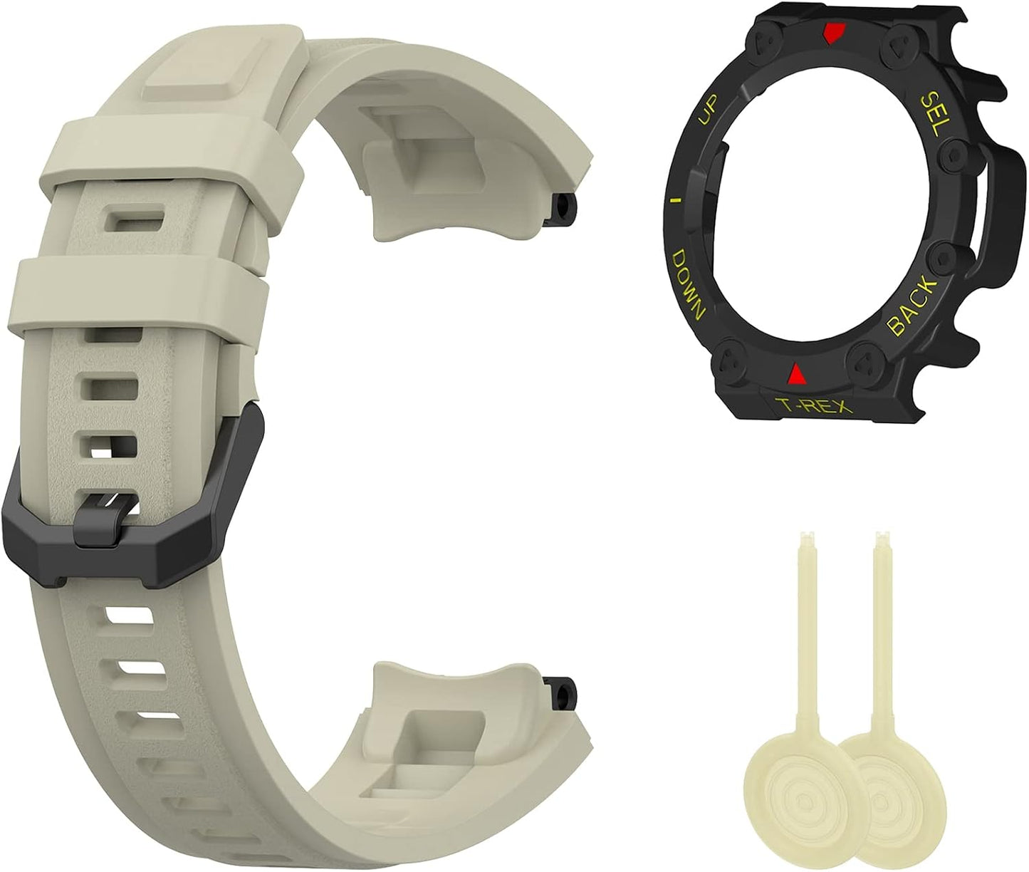 Band with Case for Amazfit T-Rex 2 Watch, Hard PC Protective Bumper Cover Replacement Silicone Watch Strap for Amazfit T Rex 2 Smartwatch Accessory