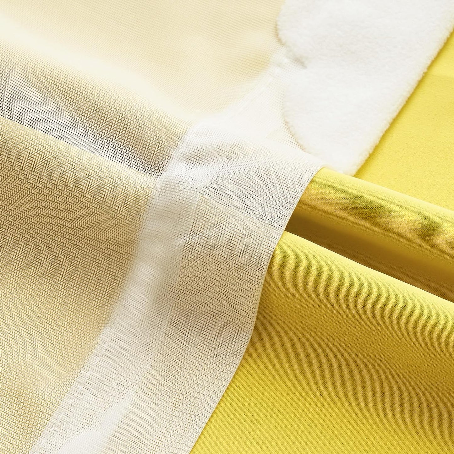 Yellow Blackout Curtains for Nursery Double Layer Curtains with Cute Cloud Pattern Sheer Overlay Grommet Room Darkening Drapes for Kids Room 2 Panels Set, W52 X L84