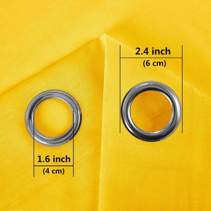 DWCN Yellow Faux Linen Sheer Curtains - Grommet Voile Window Curtain Drapes for Bedroom Living Room 52 x 84 inches Long, Set of 2