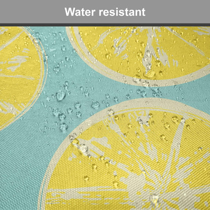 Lunarable Yellow and Blue Chair Seating Cushion Set of 12, Citrus Pattern in Hand Drawn Style Watercolor Grunge Lemon Slices, Anti-Slip Seat Padding for Kitchen & Patio, 16"x16", Turquoise and Yellow