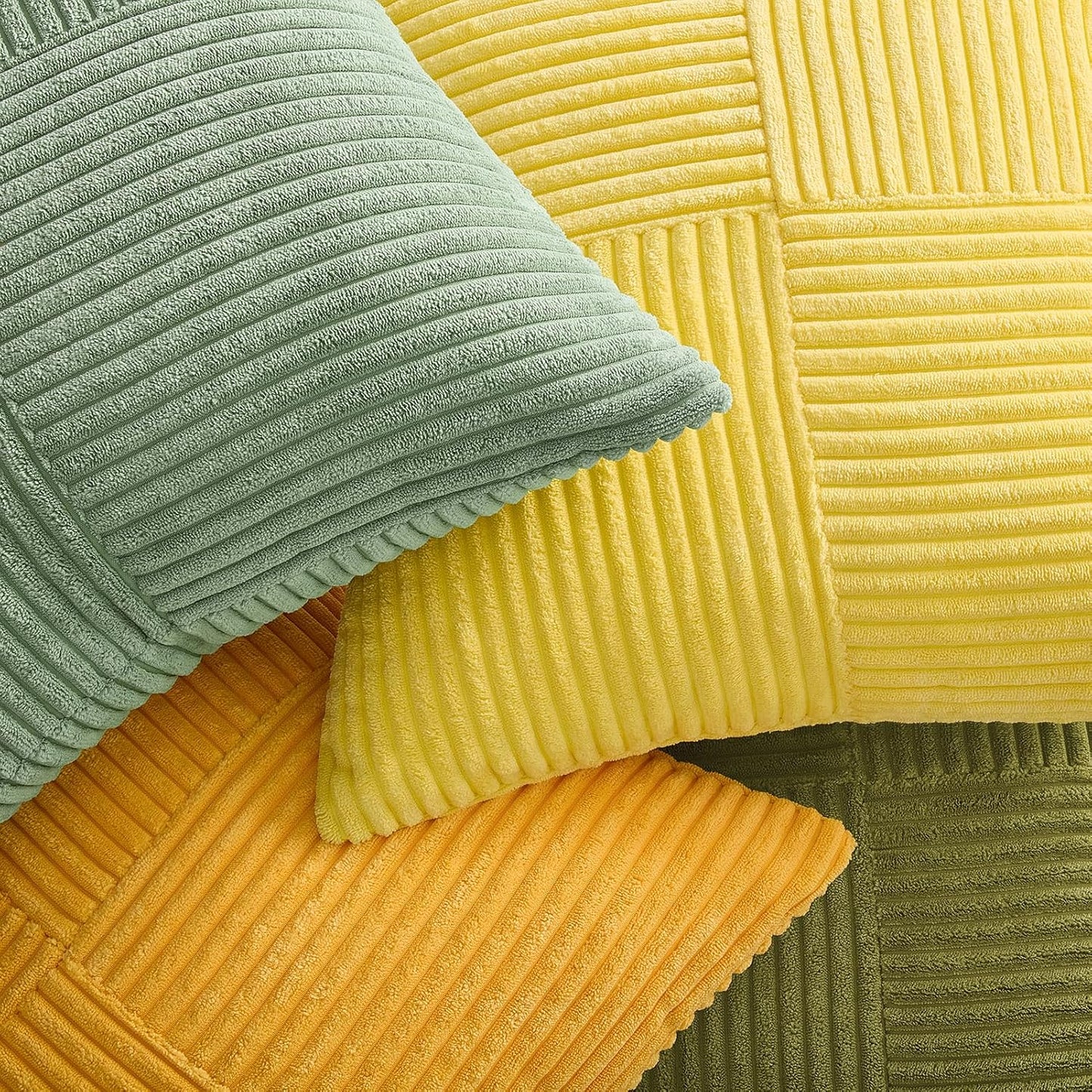 Topfinel Fall Yellow Green Throw Pillow Covers Set of 4,Boho Pillow Covers Soft and Cozy Velvet Double-Sided Designs,Mix and Match Nordic for Couch Boho Farmhouse Home Decor 18x18 Inch