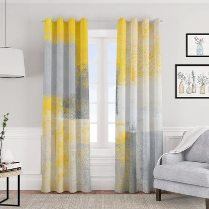Asuexpect Yellow Window Curtain Yellow Grey Abstract Thermal Insulating Drapes Rust Art Treatment Drapes Modern Curtains for Living Room Bedroom Hotel, 52" x 84", 2 Panels