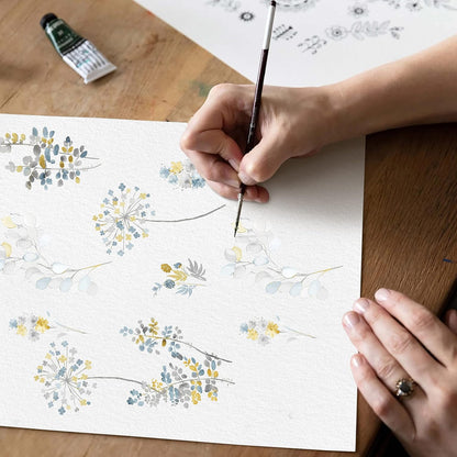 XTMYI Yellow and Blue Floral Spring Curtains for Living Room, Pretty Ditsy Flower Printed Drapes, Summer Decorative Patterned Semi Blackout Window Panels for Sunroom Sliding Glass Door, 52" W x 84" L