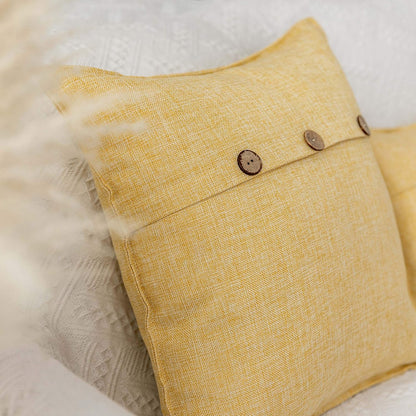 Home Brilliant 12x20 Pillow Covers Linen Boho Throw Pillows for Couch Triple Button Design Decorative Throw Pillow Covers for Indoor Sofa Bed Outdoor Summer Decor, Set of 2, Yellow