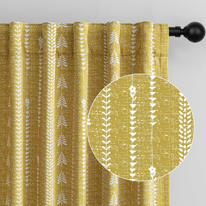 MEETSKY Yellow Blackout Curtains 84 inch Long - Printed Farmhouse Bohemian 95% Room Darkening Thermal Insulated Drapes for Bedroom Living Room, Back Tab, 50" Wide Each Panel, 2 Panels