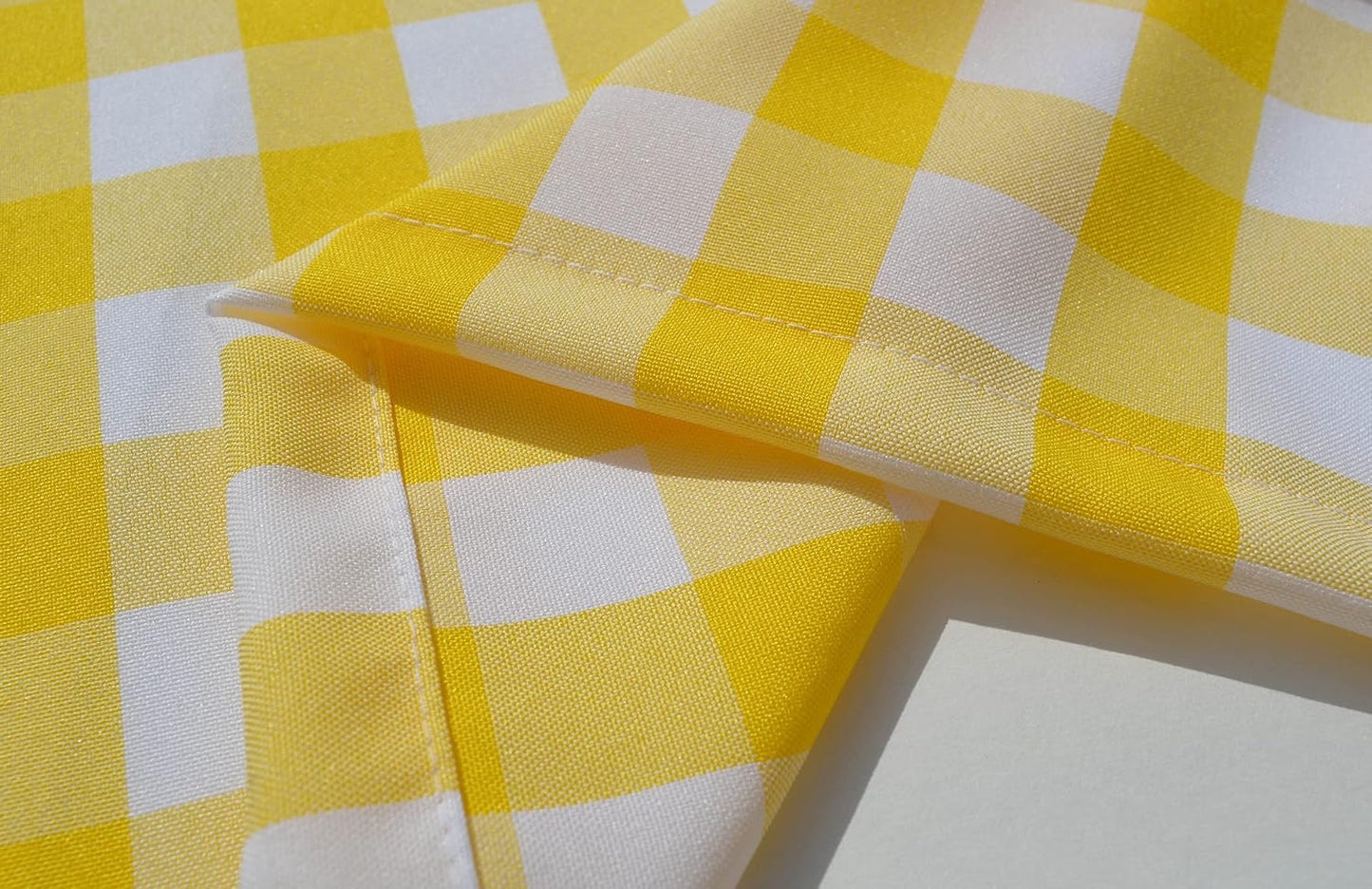 Aiking Home Window Valances - 2-Panels Picnic Checkered Pattern Kitchen Valances with 2.5-inch Rod Pocket for Small Windows, Polyester (56x14 inch, Yellow/White)
