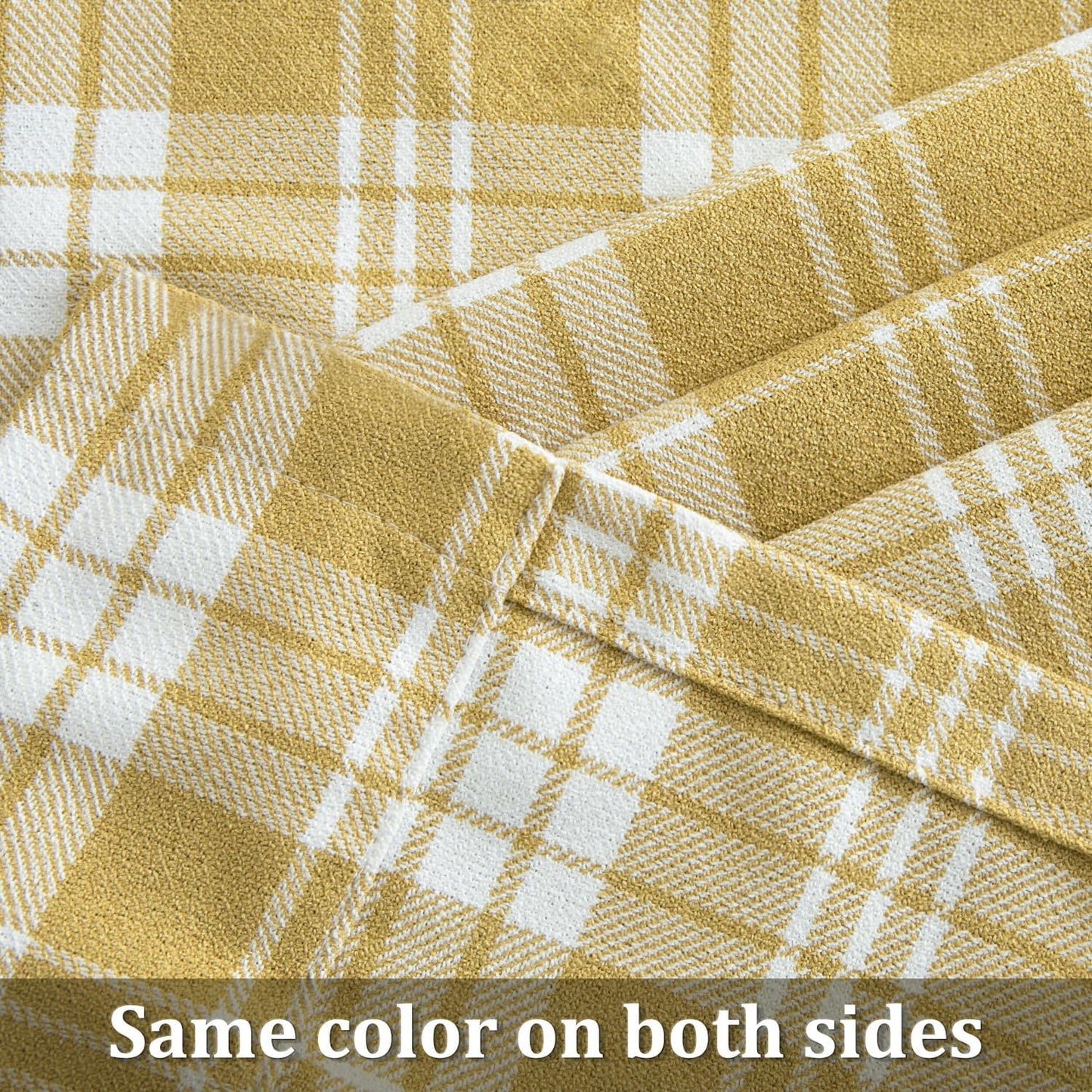 VOGOL Yellow Buffalo Check Kitchen Valances for Windows, 52 x 18, 1 Panel | Classic Checked Pattern, Cheerful Kitchen Accent, Rod Pocket Top, for Cafe or Bathroom Windows