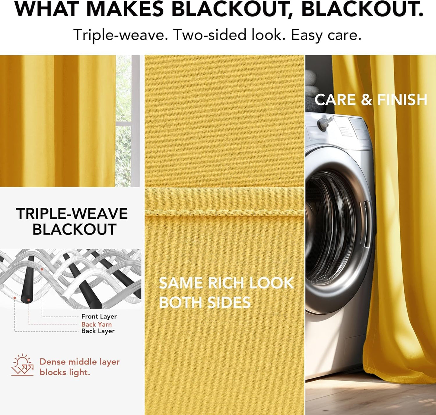 Deconovo Blackout Curtains for Bedroom, Thermal Insulated Room Darkening Grommet Window Drapes, Mellow Yellow, 42W x 84L Inch, Pack of 2 for Living Room & Nursery Privacy Panels