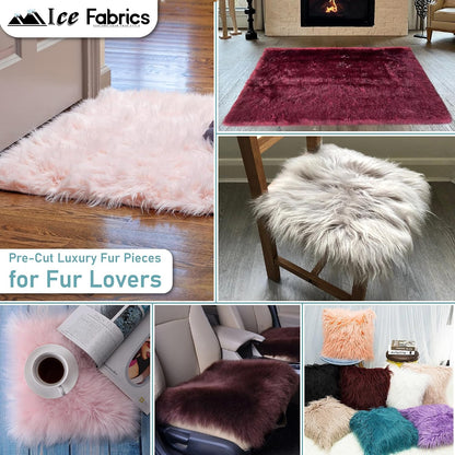 Ice Fabrics Faux Fur Fabric Squares - 10x10 Inches Pre-Cut Craft Fur - Shaggy Mohair Fabric for Costumes, Apparel, Rugs, Pillows, Decorations and More - Yellow - 10"x10"