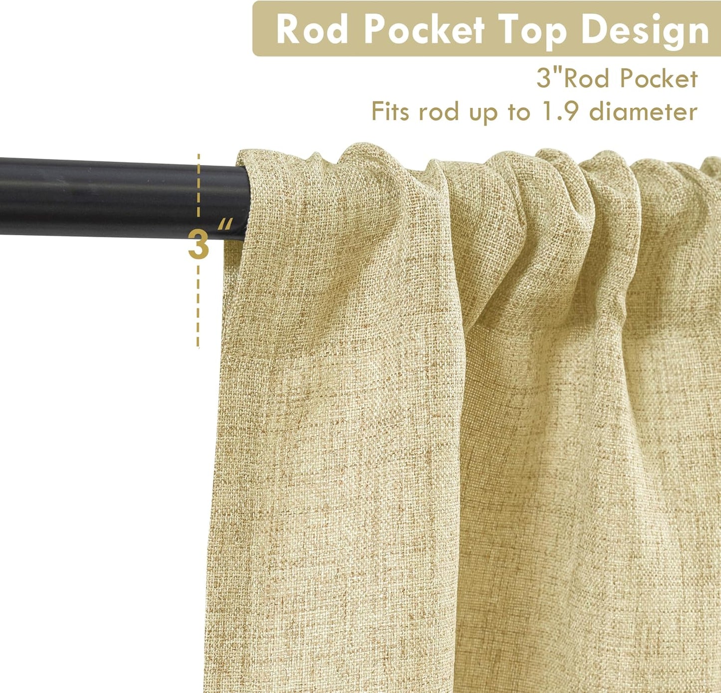 DriftAway Linen Textured Curtain Valances for Windows Light Filtering 3 Inch Rod Pocket Farmhouse Country Rustic Kitchen Valances for Bedroom Living Room Bathroom 18 inch Length Yellow