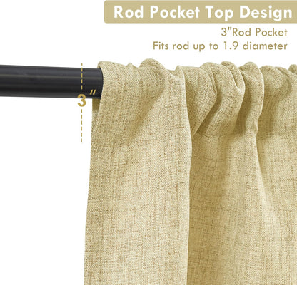 DriftAway Linen Textured Curtain Valances for Windows Light Filtering 3 Inch Rod Pocket Farmhouse Country Rustic Kitchen Valances for Bedroom Living Room Bathroom 18 inch Length Yellow