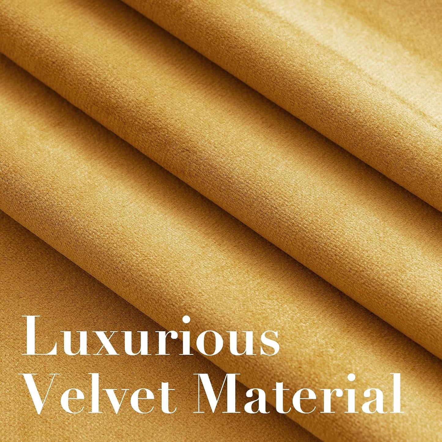H.VERSAILTEX Velvet Curtains for Living Room 63 Inch Length 2 Panels Thermal Insulated Window Curtains for Bedroom Dining Room Privacy Room Darkening Grommet Drapes, W52 x L63 Inches, Mustard Yellow