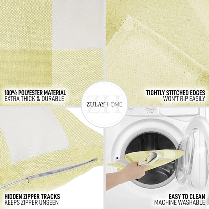 Zulay Home Pack of 2 Buffalo Plaid Throw Pillow Covers - Farmhouse Porch Pillows Outdoor & Indoor Covers - Polyester Buffalo Plaid Pillow Covers (20x20 Inch, Yellow & White)