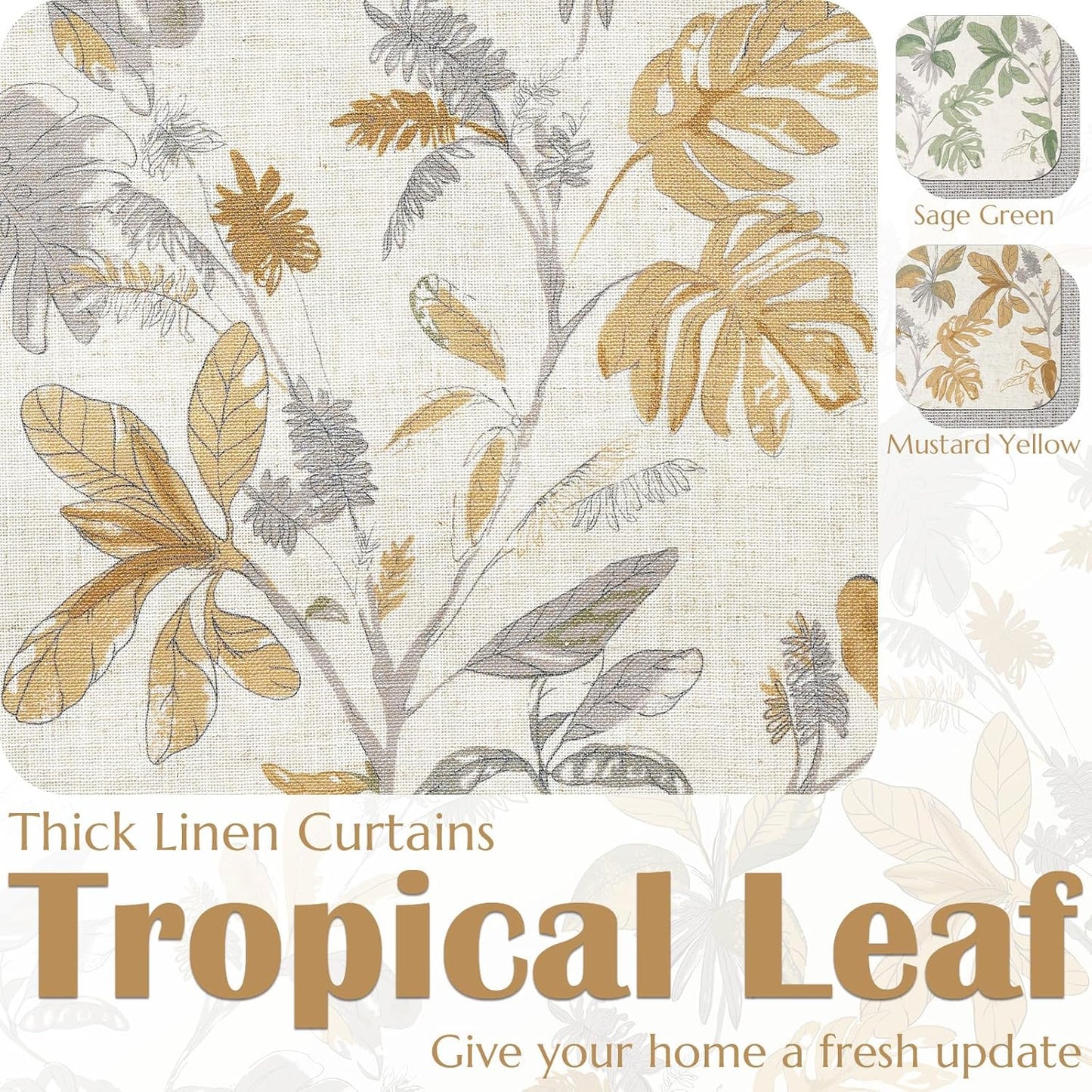 jinchan Linen Valance Double Layer Kitchen Window Curtain Yellow Leaf on Beige Valance for Living Room Cafe Farmhouse Light Filtering Rustic French Country Curtain 16 Inch Rod Pocket 1 Panel