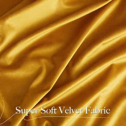 NICETOWN Yellowish Gold Velvet Curtains 108 inches Long, Bedroom Velvet Window Drapes, Luxury Curtains Home Decoration Thick Drapes for Dining Room (1 Pair, 52 Wide)