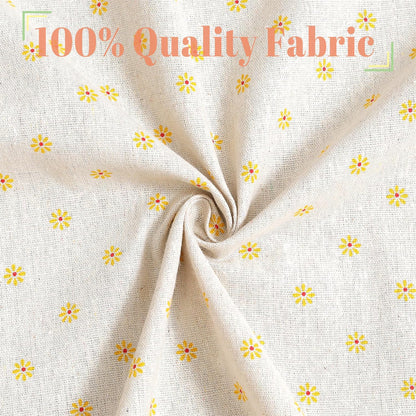 Farmhouse Cotton Linen Tier Curtain 24 Inch Long Elegant Floral Lace Window Valance Kitchen Bathroom Short Curtain, 1 Panel, Yellow Daisy