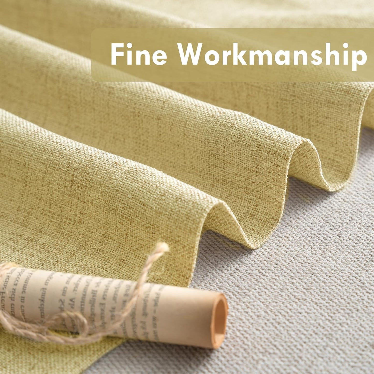 DriftAway Linen Textured Curtain Valances for Windows Light Filtering 3 Inch Rod Pocket Farmhouse Country Rustic Kitchen Valances for Bedroom Living Room Bathroom 18 inch Length Yellow
