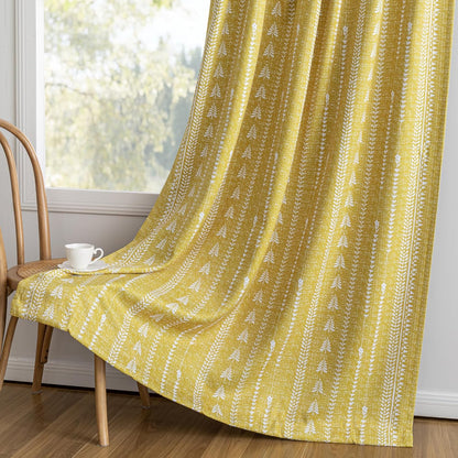 MEETSKY Yellow Blackout Curtains 84 inch Long - Printed Farmhouse Bohemian 95% Room Darkening Thermal Insulated Drapes for Bedroom Living Room, Back Tab, 50" Wide Each Panel, 2 Panels