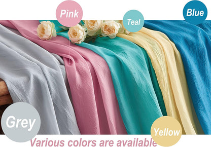 1 Piece Ombre Chiffon Sheer Window Scarf Valance Curtain 18ft for Living Room Bedroom Decor, 216 Inch Long Crinkle Soft Window Sheer Voile Valance for Holiday, Wedding Party Decor, Yellow, 52"W