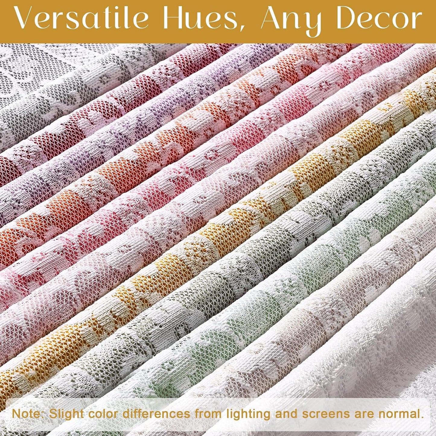 ASPMIZ Linen Valances for Windows Double Layer Valance Curtains with Lace Overlay, Mustard Yellow Kitchen Curtains Light Filtering, Rod Pocket Window Valances for Living Room, Kitchen, Cafe, 52x18