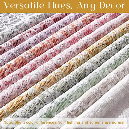 ASPMIZ Linen Valances for Windows Double Layer Valance Curtains with Lace Overlay, Mustard Yellow Kitchen Curtains Light Filtering, Rod Pocket Window Valances for Living Room, Kitchen, Cafe, 52x18