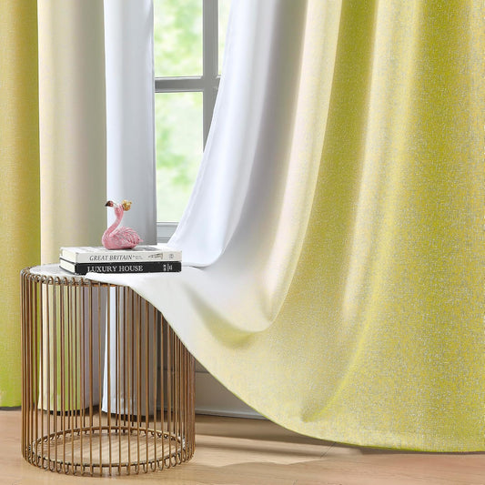 Yellow Ombre Blackout Curtains 84 Inch Long for Girls Bedroom, Gradient Energy Efficient Curtain Drapes for Living Room Bedroom Full Blackout Window Panels with Grommets for Home Decor, 52"W, 2 Panels