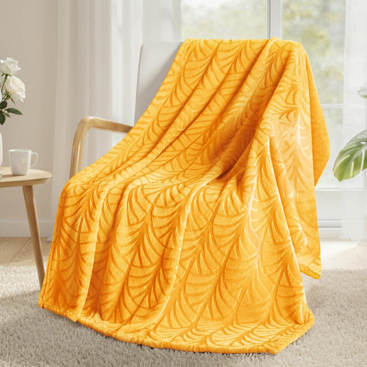 Whale Flotilla Flannel Fleece Throw Blanket for Couch Bed, Lightweight Soft Cozy Summer Velvet Throws, Fluffy Fuzzy Vintage Pattern Decorative Blankets for Sofa Chair Lap, 50x60 Inch, Lemon Yellow