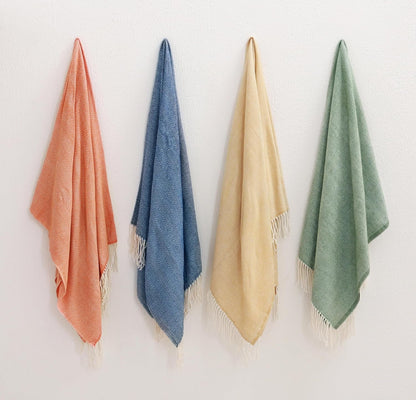 BOURINA Decorative Herringbone Faux Cashmere Fringe Throw Blanket Lightweight Soft Cozy for Bed or Sofa Farmhouse Outdoor Throw Blankets, 50" x 60", Light Yellow