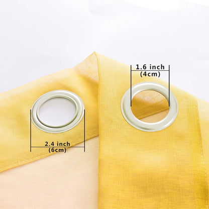 KOUFALL Yellow Sheer Curtains 84 Inches Long for Living Room, Summer Decor Grommet Ombre Printed Pattern Curtains for Bedroom Dining Room 84 Inch Length 2 Panels Set, Yellow and Grey