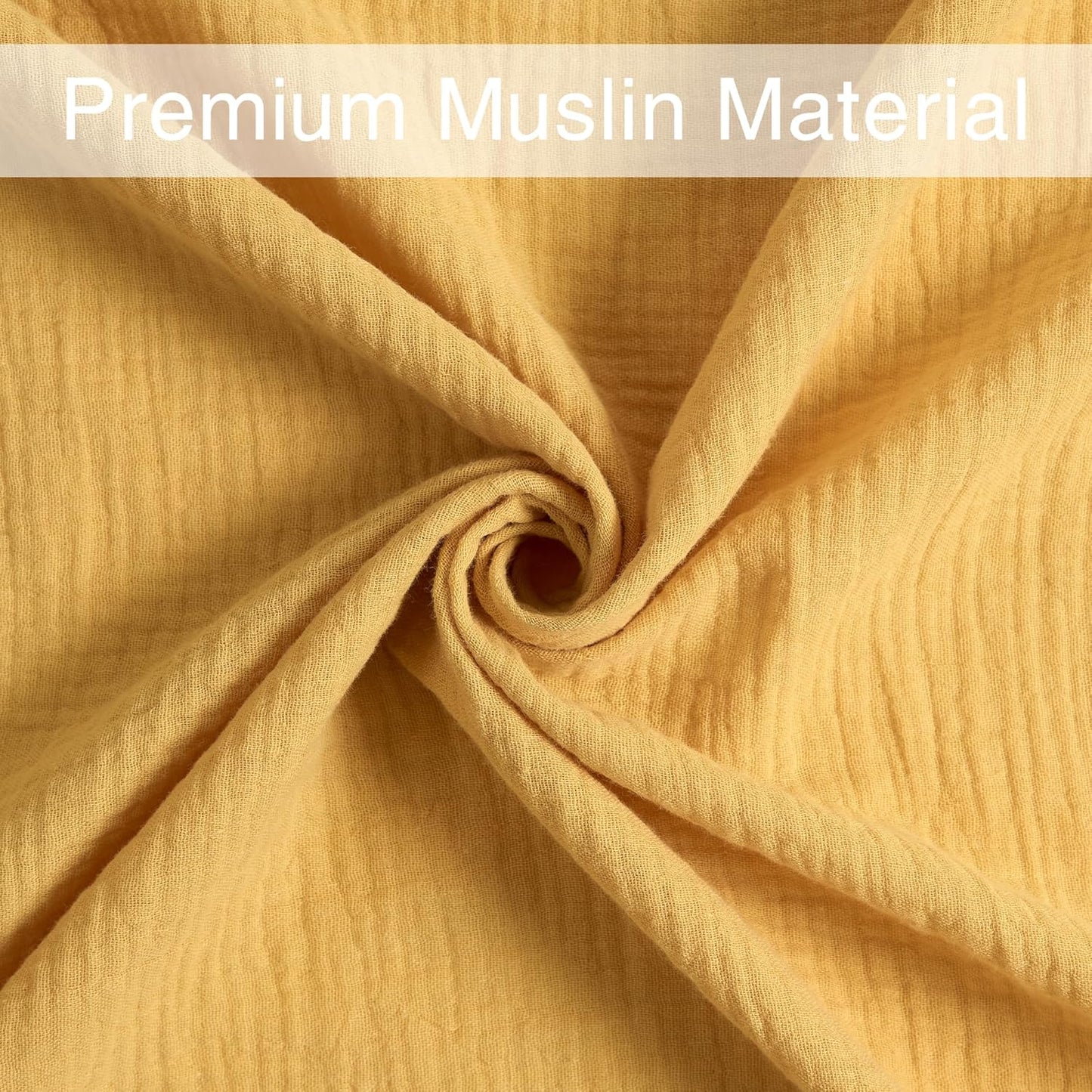 Meracorallo Muslin Swaddle Blanket, 100% Cotton Receiving Blanket Soft and Breathable Swaddle Wrap for Baby Boys and Girls, Yellow