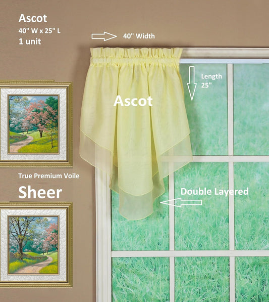 Today's Curtain Emelia Original Voile Ascot 25", Yellow, 40" W x 25" L