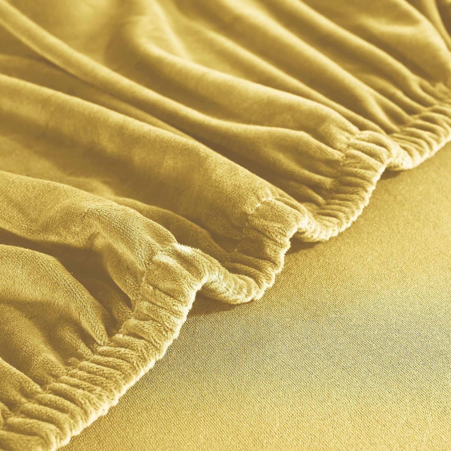 Jonuiony Wear-Resistant Universal Sofa Cover, Stretch Velvet Separate Couch Cushion Slipcovers, L Shape Sofa Chaise Covers for Both Left/Right Sectional Couch Protector(Lemon Yellow,Single Seat)
