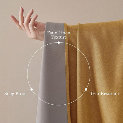 NICETOWN Scratch-Proof 100% Blackout Mustard Yellow Curtains, High-Density Linen Blend Window Treatments Rod Pocket & Back Tab Thermal Drapes for Living Room, W52 x L84, 2 Panels