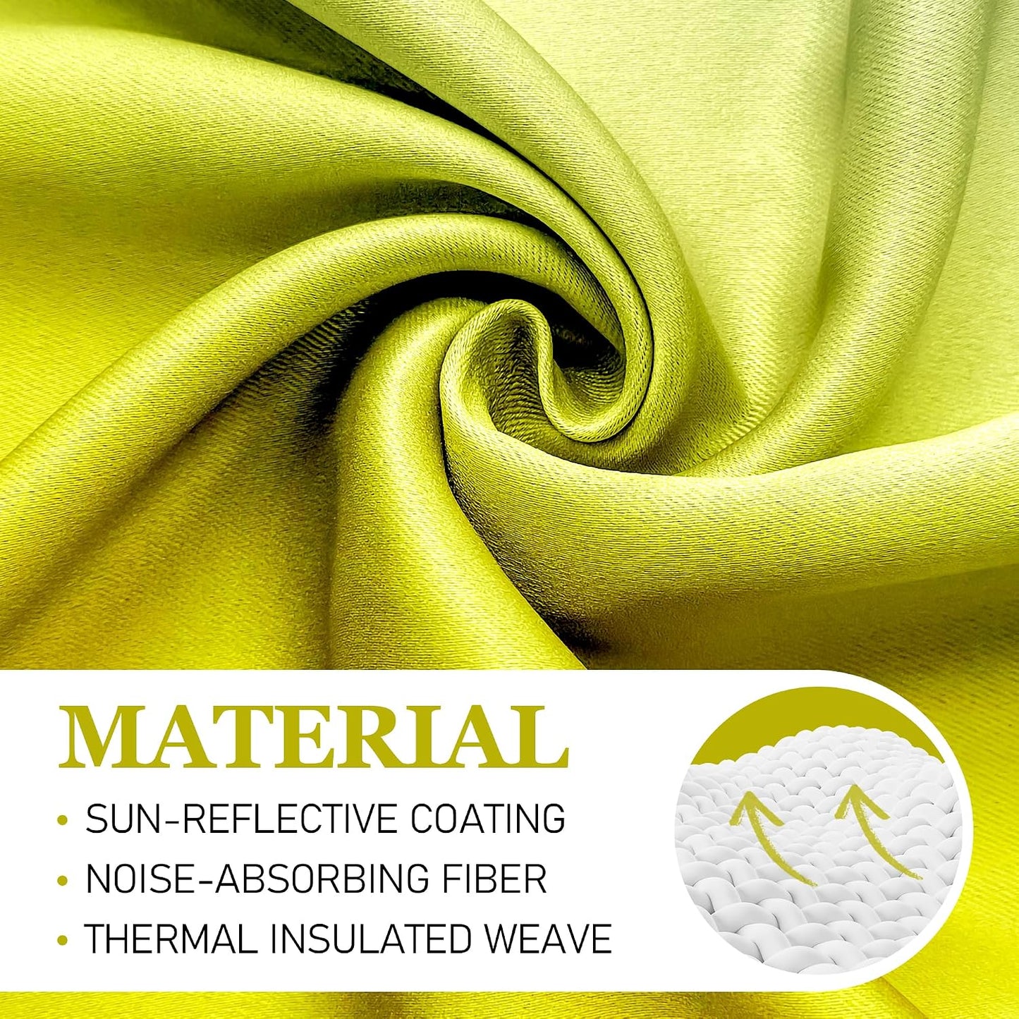 weesire Light Yellow Blackout Curtains for Bedroom Living Room 2 Panels 100% Blackout Ombre Gradient Curtains, 52x84 Inches