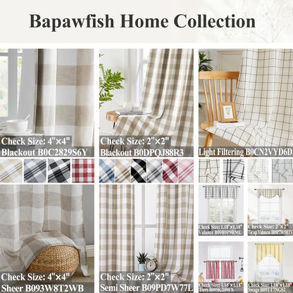 Yellow Buffalo Plaid Cafe Curtains Farmhouse Tiers Kitchen Curtain 24 Inches Long, Gingham Check Rod Pocket Half Window Short Drapes for Kitchens Bathroom, 28" x 24", Yellow/White, Set of 2